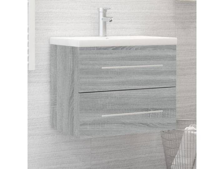 Meuble WC Gris - Meuble lavabo avec bassin intégré Sonoma gris Bois d'ingénierie 60x38.5x48 cm A58