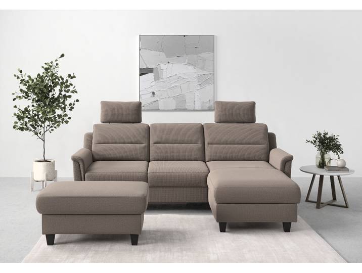 Ecksofa, Luxus-Microfaser, Taupe 234×168 cm, Recamiere Rechts, Federkern, sit&more