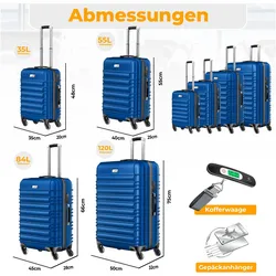 Kesser 4-teiliges Hartschalenkofferset, Koffer, Blau