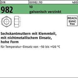 Sechskantmutter DIN 982 Klemmteil M20 10 galv.verz. 50 Stück