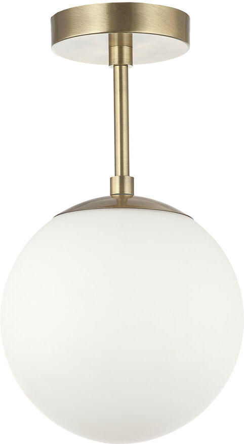 Fairmont Park Bruning Traditional Glass Globe IP44 Bathroom Ceiling Light Fixture Antique Brass