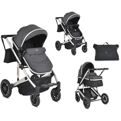 Moni Kombikinderwagen 2 in 1 Thira Babywanne, umbaubar, Sportsitz, Fußabdeckung grau