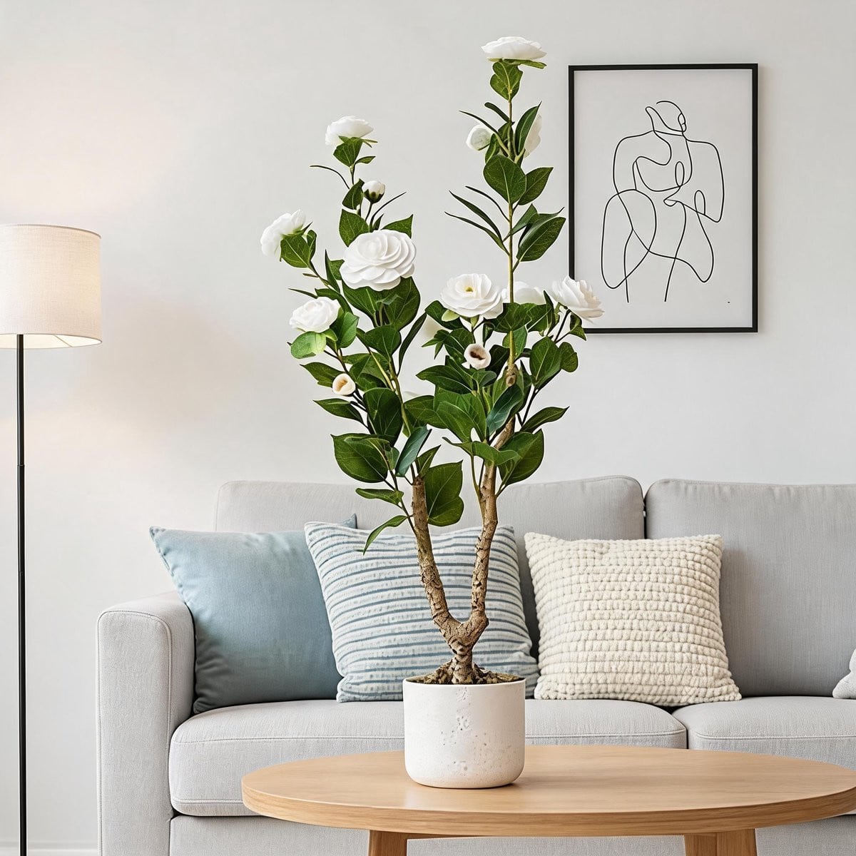 Triumpunpre Witte Nep Camellia Boom 2 stuks met 16 Bloemen