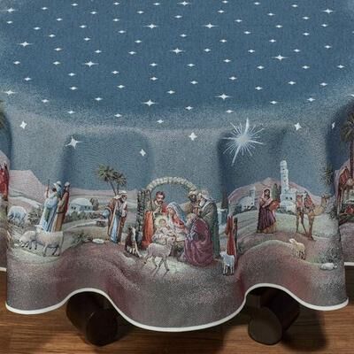 Touch of Class "Midnight Clear Round Tablecloth Multi Jewel 65"" Diameter, 65"" Diameter, Multi Jewel"
