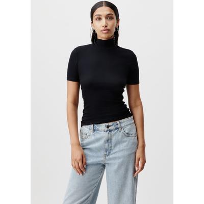 T-Shirt LEGER "Larina, LeGer by Lena Gercke", Damen, Gr. 42, schwarz, Obermaterial: 92% Viskose, 8% Elasthan, figurbetont, Shirts T-Shirt, figurbetont, Stehkragen
