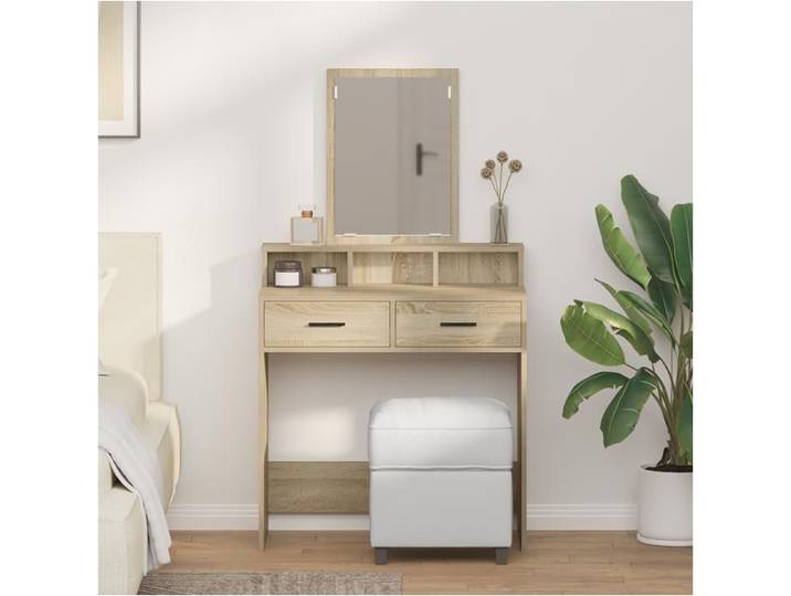(VENT-FLASH)Table de maquillage - VIDAXL - Pour femmes - avec tiroirs en chêne Sonoma 79x41x140 cm @179@