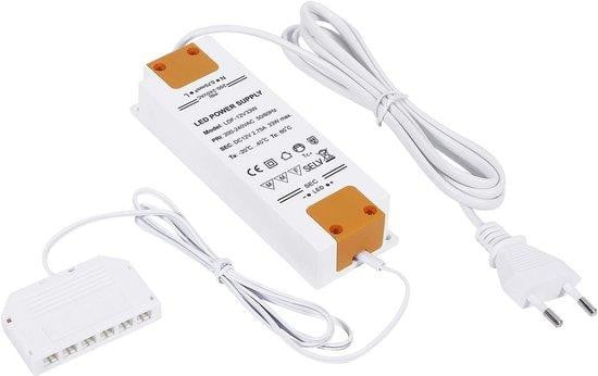 WAN LED Transformator 12V DC 33W met 6-voudige verdeler