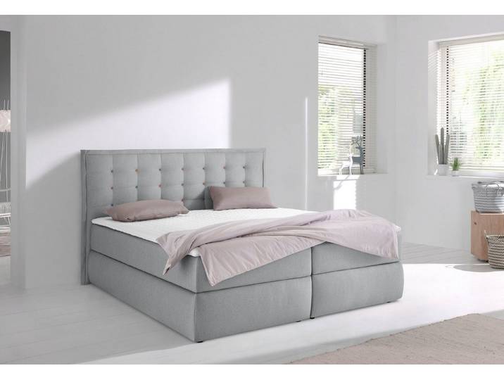 Home affaire Boxspringbett Sagres, Kopfteil mit 2farbiger Flatterbiese und zweifarbigen Knöpfen