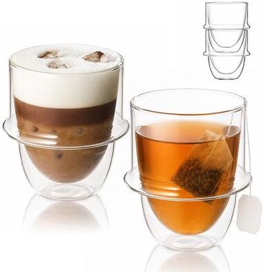 Luigi Bormioli Thermic Planeta Glass Cappuccino Tea Glass Set of 2 Double Wall Thermal Design - 7.75 oz