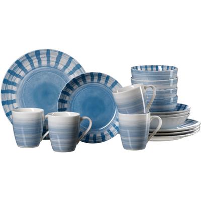 Kombiservice RITZENHOFF & BREKER "Sole Mio", blau, 16, Porzellan, Geschirr-Sets, Kombiservice