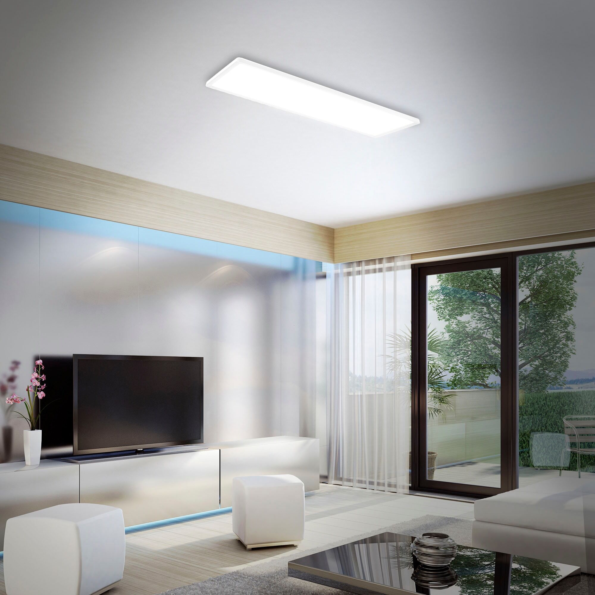 BRILONER LEUCHTEN LED Panel "Slim", weiß, 1, H: 3cm, Leuchten, Deckenlampe, ultraflach, Backlighteffekt, Wohnzimmer, Schlafzimmer, LED Panel