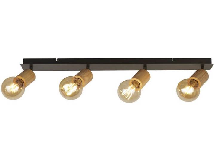 Searchlight SPINNY Spot Plafondlamp 4 Lichts Hout Zwart