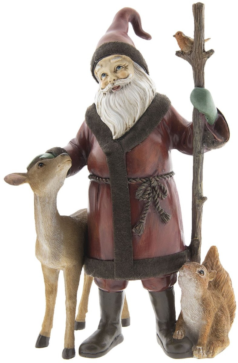 Clayre & Eef Kerstman Beeld Rood Polyresin Kerstdecoratie 30 cm