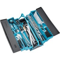 Metall-Werkzeugkasten mit Sortiment 190/80, Werkzeug-Set schwarz/blau, 80-teilig, mit HiPer Umschaltknarre
