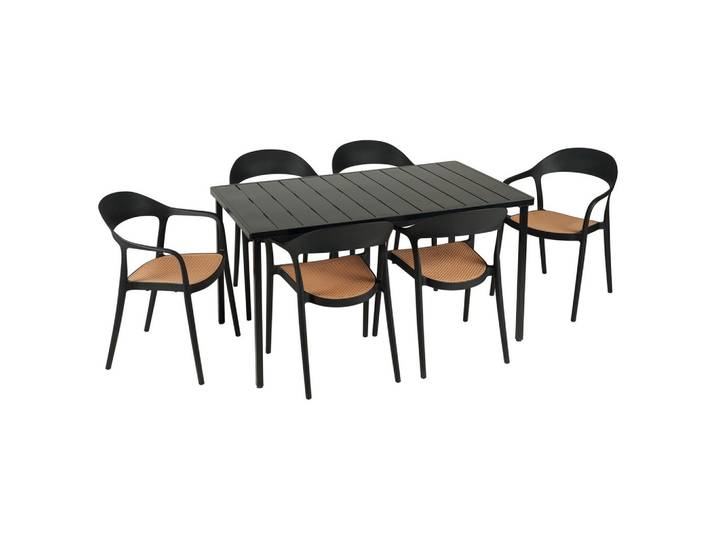 GARTENMÖBEL SET LAVANDA 7er Set schwarz