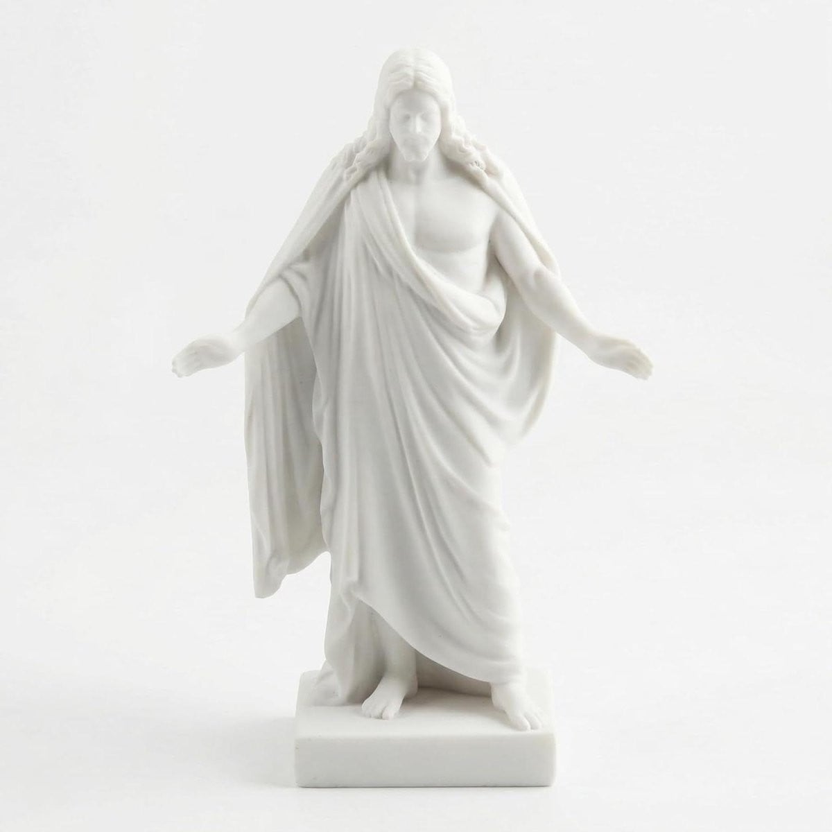 Christus Beeld - Jezus Standbeeld van Wit Gecultiveerd Marmer - 7,62 cm