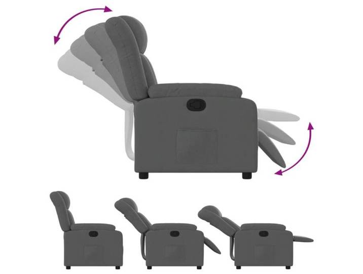 Confortable Fauteuil inclinable Chaise-sofa pour relax en tissu gris foncé__26815