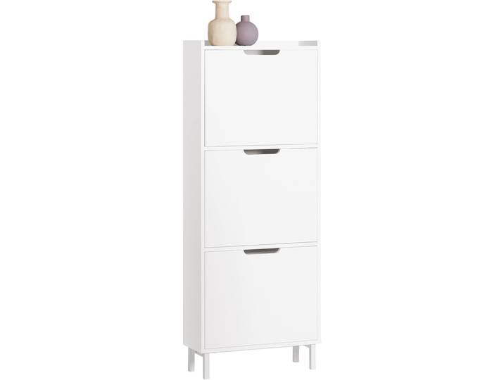 SoBuy FSR151-H-W Schoenenkast - Witte Opbergkast met 3 Kleppen