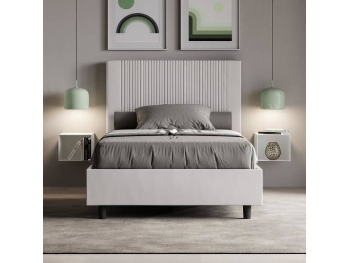 Lit 1 place et demi - Goya - Goya - Blanc - Design sobre - Tour rembourré