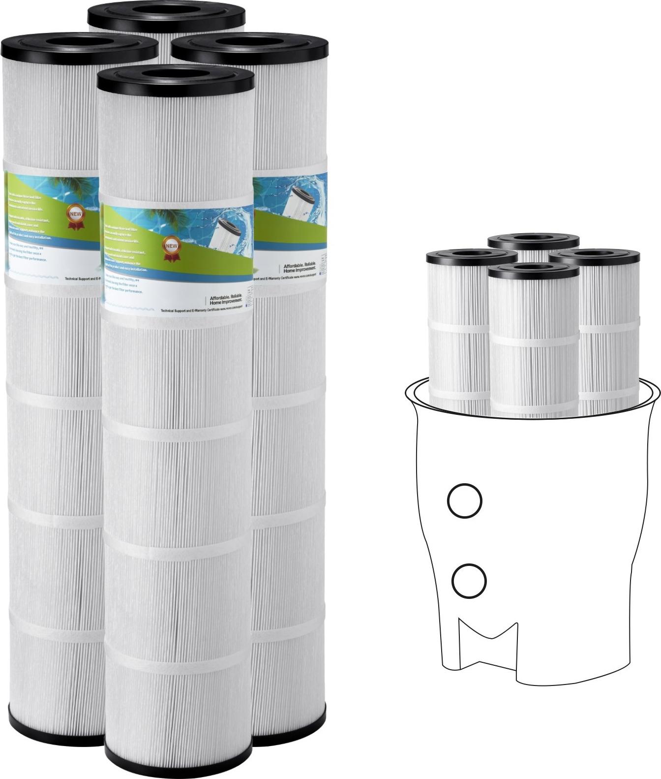 Pool Filterkartusche - Ersatzfilter für Kartuschenfilter 4er-Pack - Große Filterfläche 12 m² - Trilobal-Faser plissiert - Waschbar - Hohe Durchflussrate - Langlebig