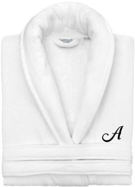 Authentic Hotel and Spa 100% Turkish Cotton Personalized Unisex Anovia Velour Bathrobe - Black Script Font