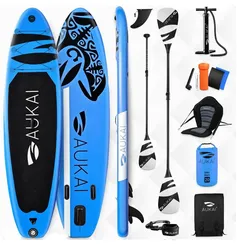 Stand Up Paddle Board "AUKAI Pro Ocean" mit Kajak-Sitz blau