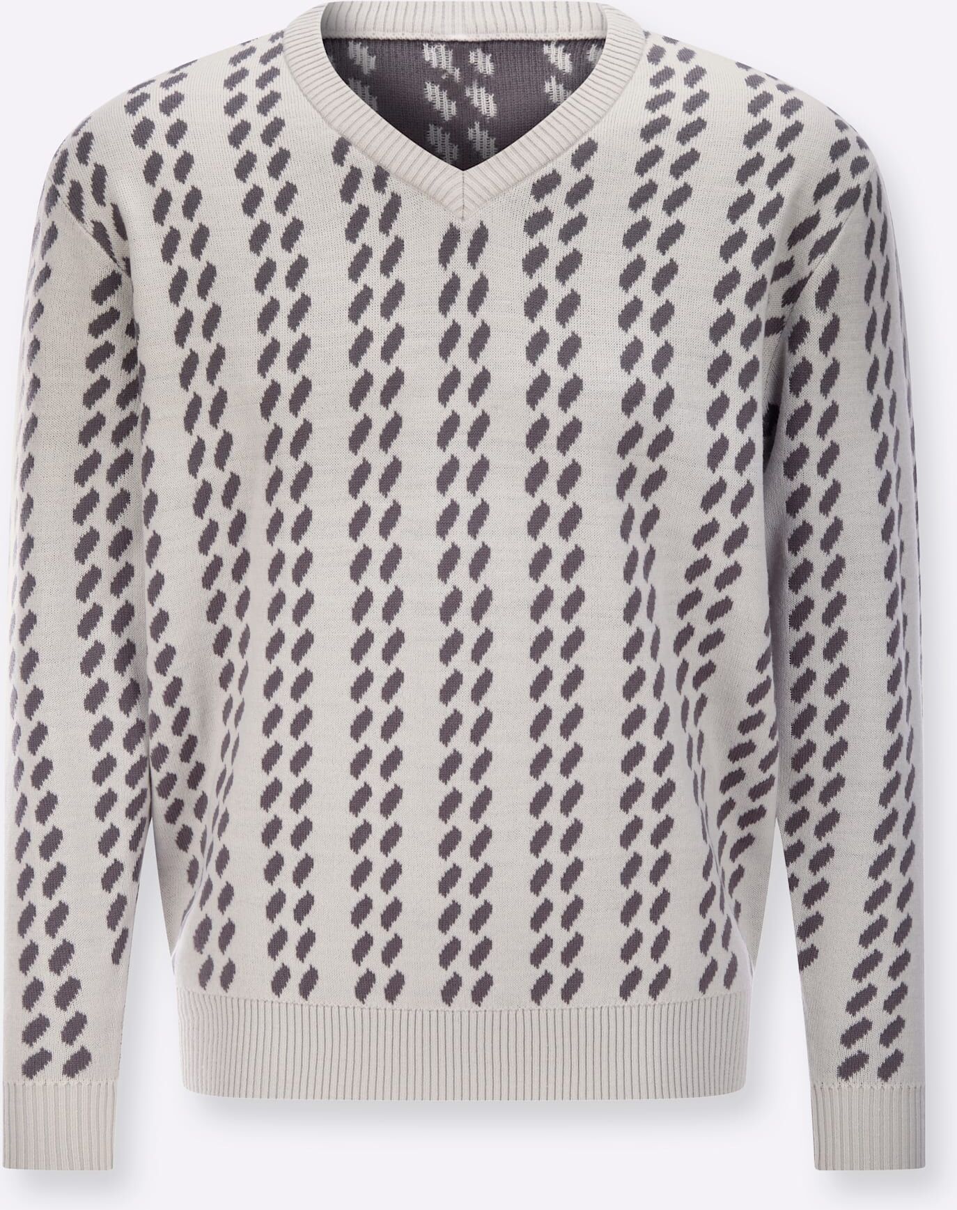 V-Ausschnitt-Pullover CLASSIC "V-Pullover", Herren, Gr. 46, grau (hellgrau, anthrazit), 100% Polyacryl, gemustert, mehrfarbig, Pullover V-Ausschnitt-Pullover hellgrau, anthrazit 46
