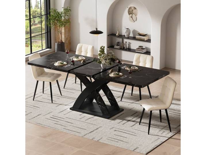 Table a Manger Extensible Table de Cuisine Table Salle à Manger Rectangulaire Multifonctionnelle Moderne