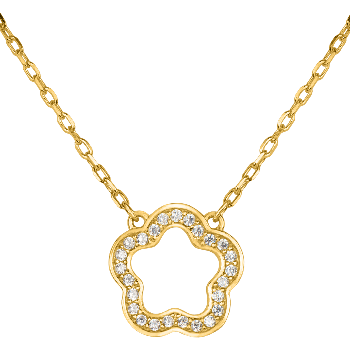 Jacques Lemans Kette Blume Sterlingsilber vergoldet mit Zirkonia