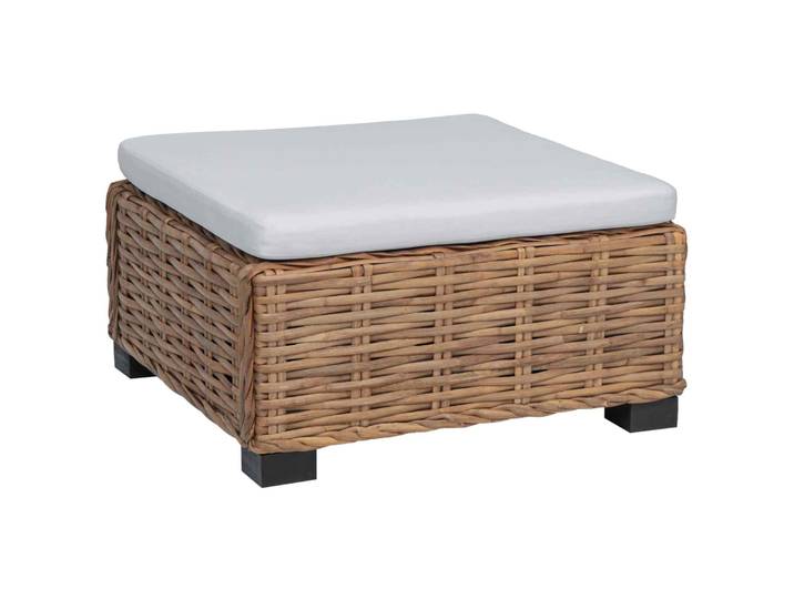 Vidaxl Footrest With Cushion Gendt Natural Rattan Natural