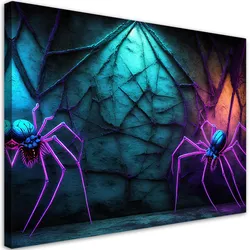 WANDBILD neon spinnen abstraktion