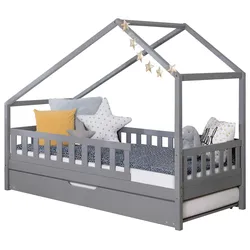 Hausbett Lou ca. 100x200 cm Holz Hellgrau
