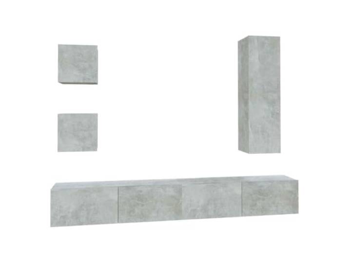 Makastle 5-TLG. TV-Schrank-Set Betongrau Holzwerkstoff