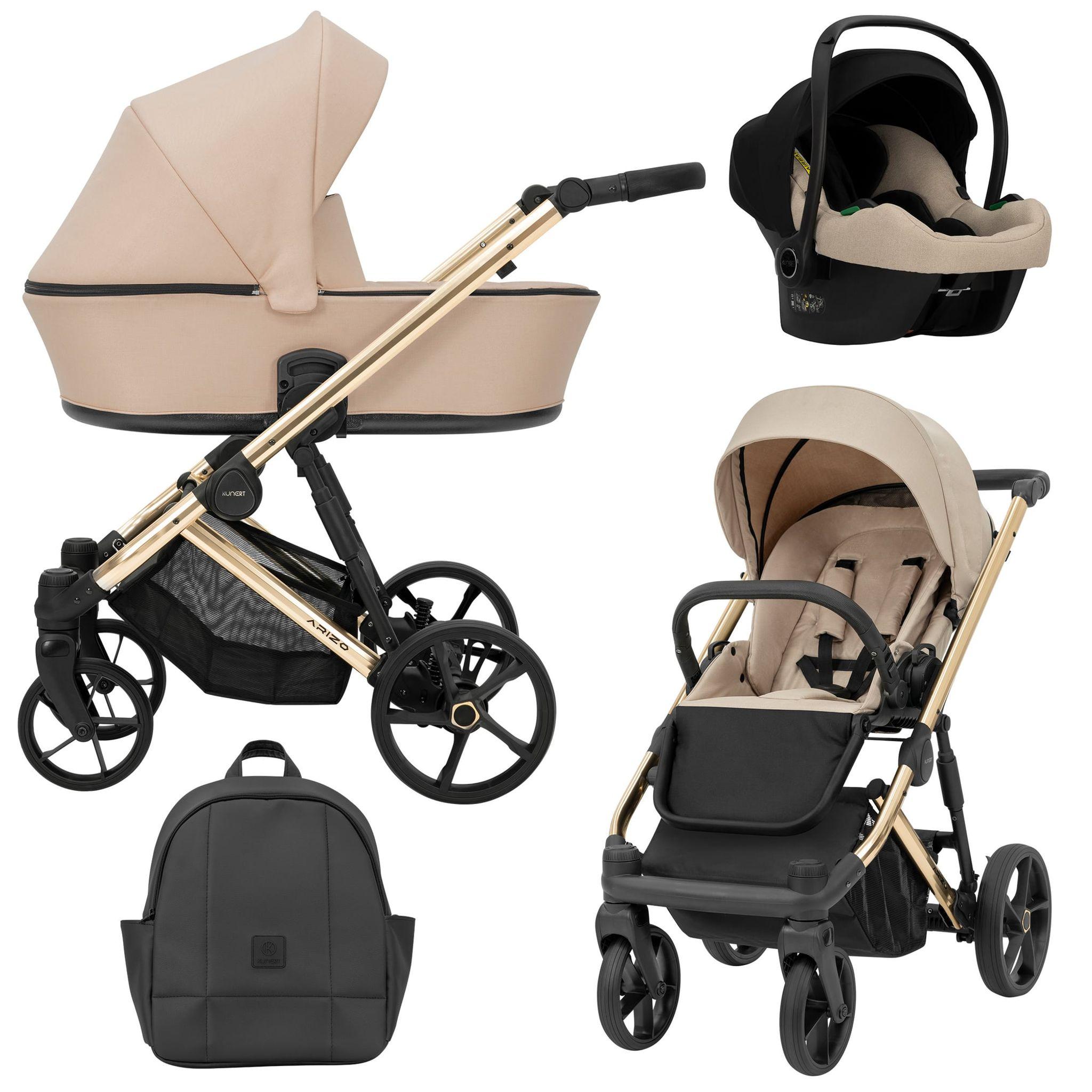 Kinderwagen Kunert Arizo Premium 3in1 - goldene Rahmenfarbe - Farbe: Creme
