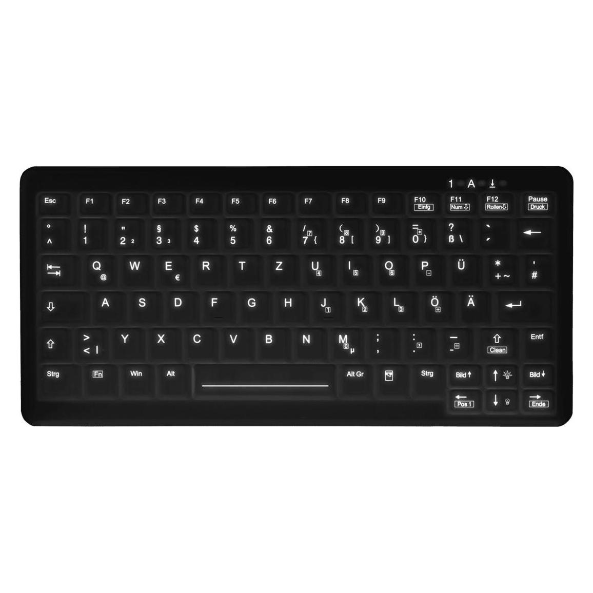 Active Key Hygiene Mini Notebook Style Keyboard Fully Sealed Watertight USB Black (DE, Kabelgebunden) (AK-C4110F-US-B/GE)