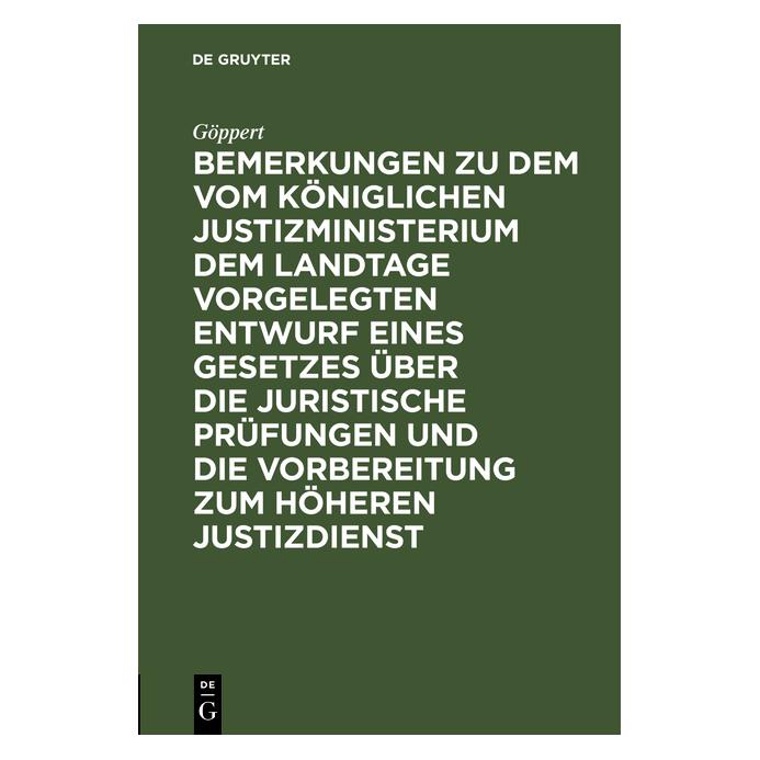 De Gruyter Göppert:Bemerkungen zu dem vom Königlic (Deutsch, Hardcover, Heinrich Robert Göppert) (67776304)