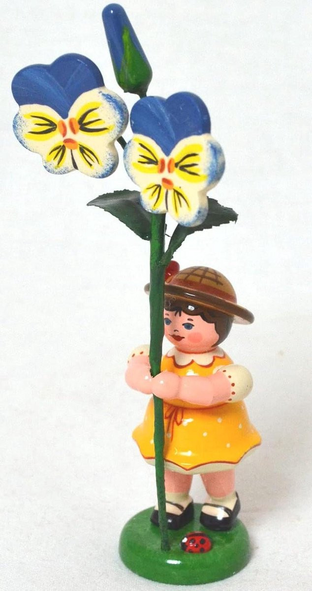 Houten Figuur Bloemenkind Meisje Decoratie Violet 11 cm