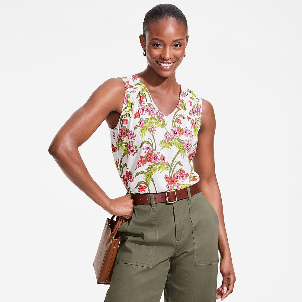 Ärmelloses Soft Flow Top aus Leinenmix für Damen, Damen, size: regular, Elfenbein, Leinen/Baumwolle Modal, by Lands' End