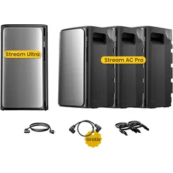 EcoFlow Stream Ultra, All-in-One Speicher für Balkonkraftwerke, by Powerness - Stream Ultra + 3 x Stream AC Pro | 7680Wh / ohne Zubehör / Powerness Express (Lieferzeit: 5-14 Werktage)