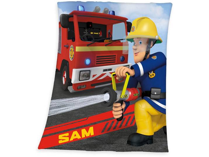 Kinderdecke FEUERWEHRMANN SAM Feuerwehrmann Sam , bunt, B:130cm L:160cm, Polyester, Wohndecken, Kinderdecke, weiche Qualität, Kuscheldecke