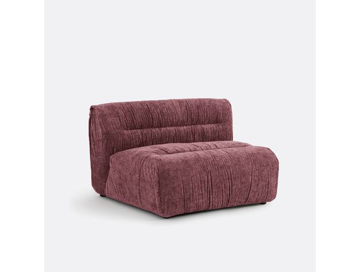 LA REDOUTE Élément chauffeuse pour canapé modulable, en chenille flammée, SWEETY 1 Place Rouge Prune