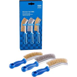 PFERD-TOOLS Drahtbürste 43900005, Set, Handbürste 265 mm, 1-reihig, mit Borsten aus Edelstahl, Messing & Stahl 3-teilig