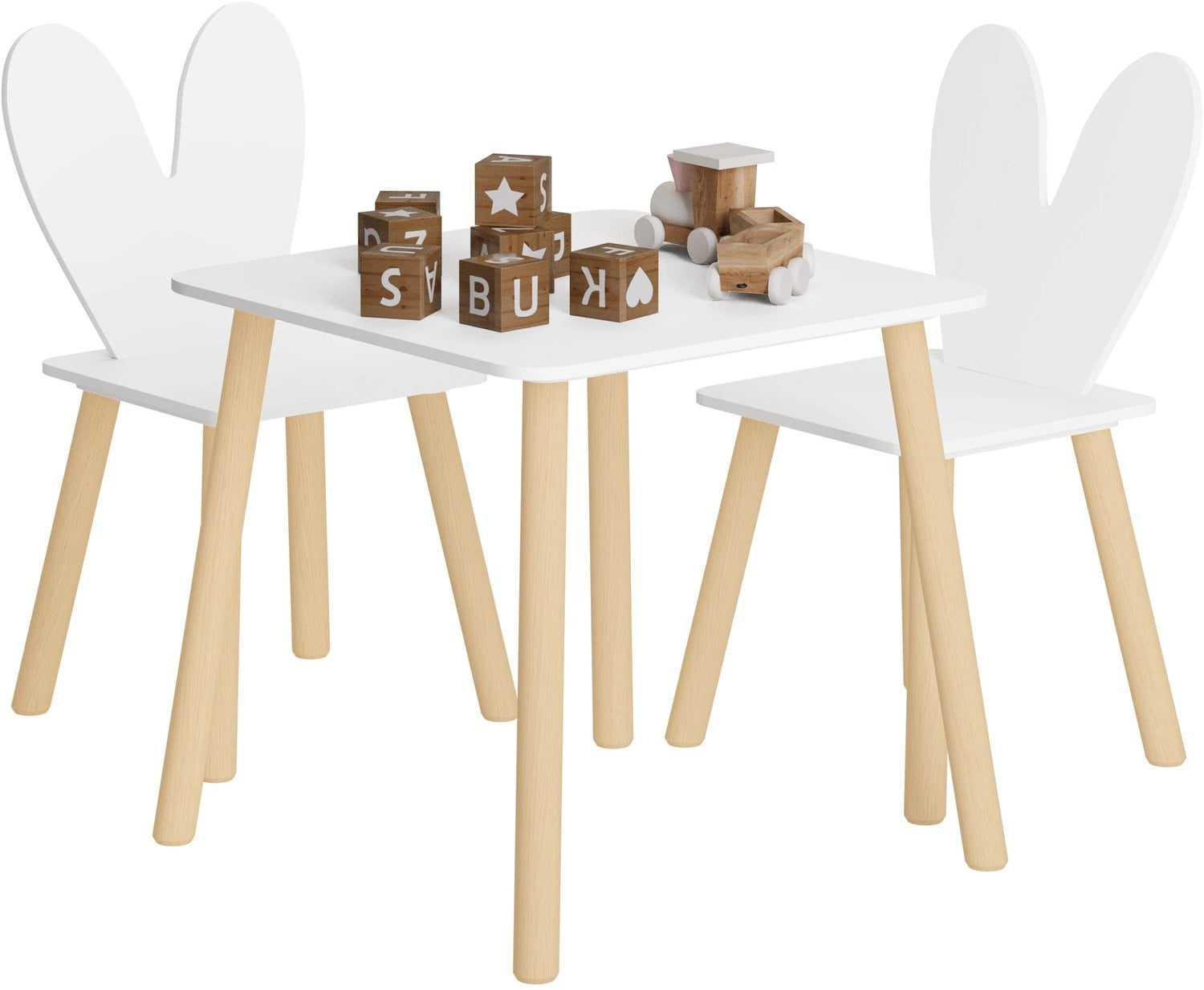 Gudalio Kindertafel Set met Stoeltjes - Wit