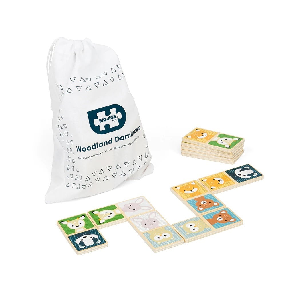 Bigjigs Toys Houten dominospel met bosdieren - Educatief speelgoed
