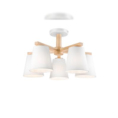 Licht-Erlebnisse Moderne Deckenleuchte Holz 5xE27 Skandinavisch