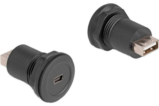 Delock Inbouwconnector Mini-USB-B 2.0 naar USB-A 2.0 - Zwart