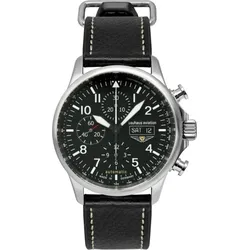 Bauhaus Herrenuhr Chronograph Automatik 27242 - Leuchtzeigern,Schwarzes Ziffernblatt mit weißen,nachts leuchtenden Zahlen/Indices - 42mm