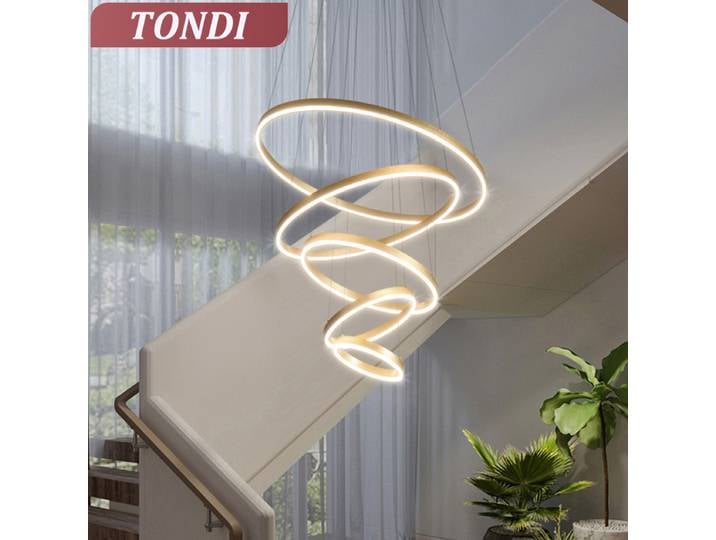 Lustre moderne à LED, anneau circulaire, luminaire suspendu au plafond, noir, loft, salon, salle à manger, cuisine, luminaires d'intérieur