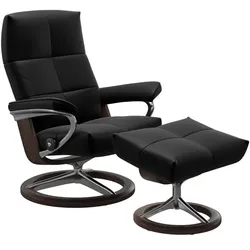 Stressless Sessel mit Hocker David Signature Leder Schwarz Batick Black L (Large)