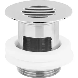 Schaftventil 11/4'' x 60mm Messing verchromt mit Überlauf und Sieb